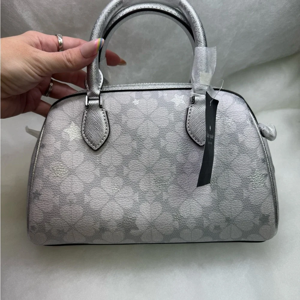 kate spade Silver White Floral Satchel